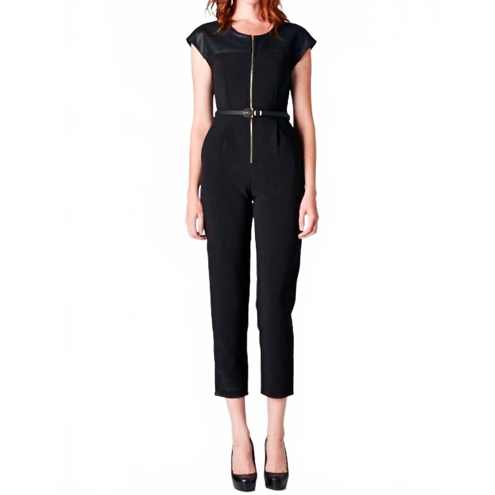 NEW BEAUTIFULLY leather sleeve jumpsuit in black